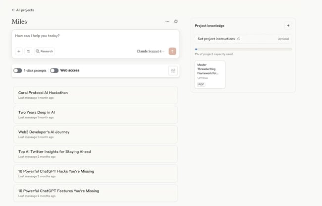 claude project feature, ai chatbot conversations